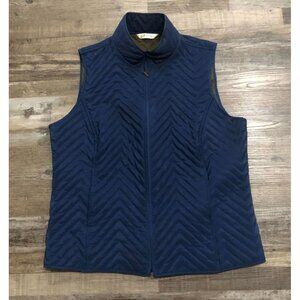 Orvis Womens Medium Blue Quilted Vest Full Zip Polyester